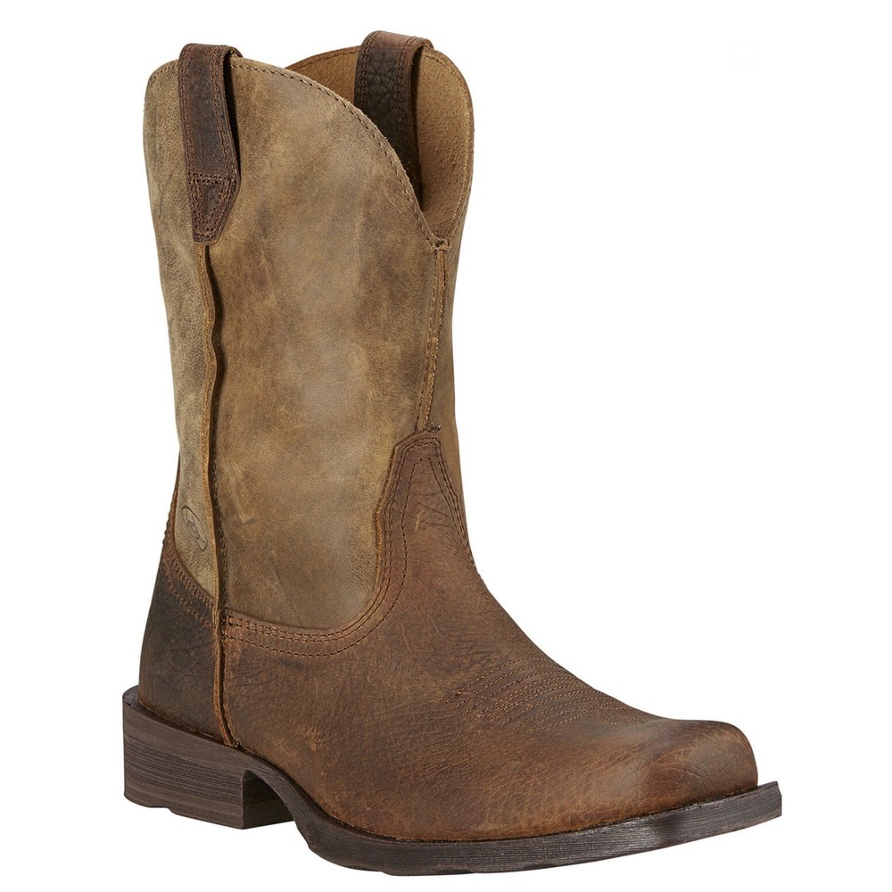 ARIAT MEN'S WORK RAMBLER WESTERN BOOTS -SQUARE TOE STEEL TOE  BRN Leather SZ|12